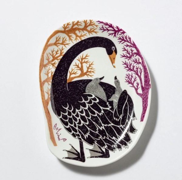 morita Miw 森田插畫瓷碟 - 黑天鵝